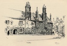'Old Charterhouse: Exterior Façade of Washhouse Court, with the Inner Gateway', 1886. Artist: Joseph Pennell.