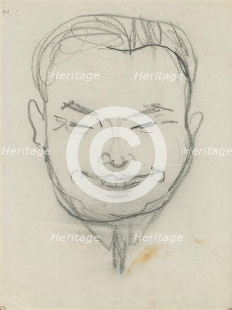 Sketchbook 3 Smiling face (sketch), 1st half 20th century. Creator: Arnold Peter Weisz-Kubincan.