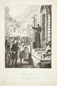 Preaching in the College at Rome, 1773/75. Creator: David Allan.