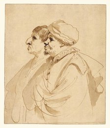 Caricature of Two Men Seen in Profile, about 1635. Creator: Guercino.