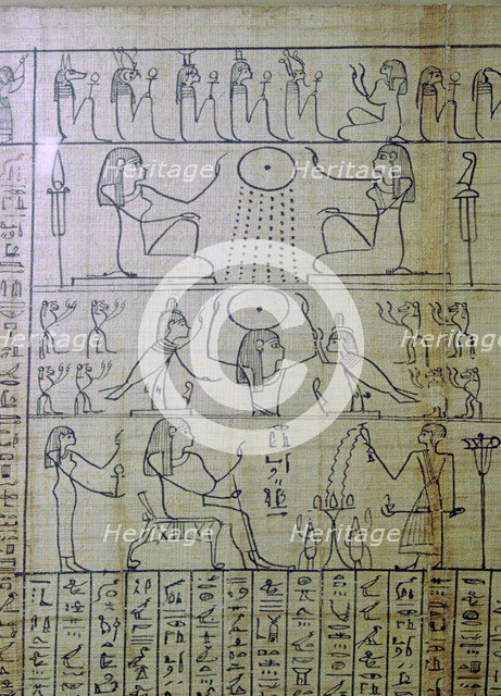 Egyptian depiction of a funeral and entrance into the underworld, Papyrus of Ani. Artist: Unknown