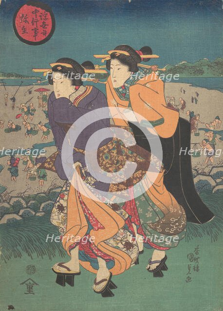 Annual event - the third month (Ukiyo nenju gyoji: Yayoi), mid-19th century., mid-19th century. Creator: Utagawa Kunisada.