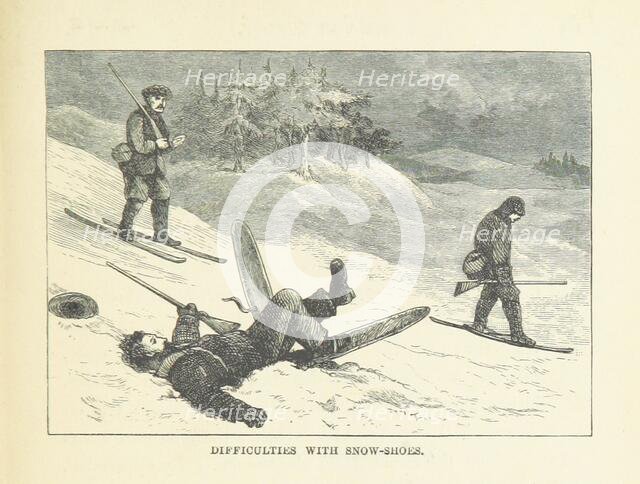 Difficulties with snow-shoes, 1880.  Creator: Unknown.