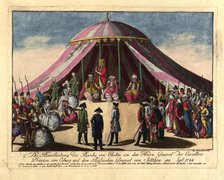 The deposition of the Pasha of Khotyn by the Prince Josias of Saxe-Coburg and General..., Sept 1788. Creator: Loeschenkohl, Johann Hieronymus (1753-1807).