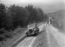 1936 Talbot 10 1185 cc competing in a Talbot CC trial. Artist: Bill Brunell.