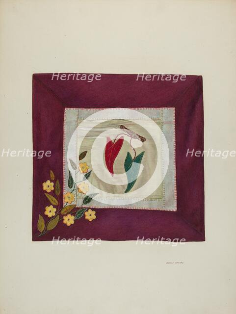 Applique Coverlet (Detail), 1941. Creator: Adolph Opstad.