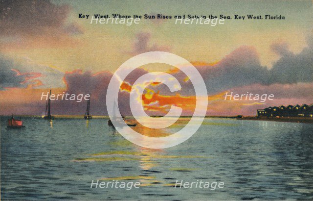 'Key West. Where the Sun Rises and Sets in the Sea, Key West, Florida', c1940s. Artist: Unknown.