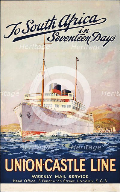 To South Africa in Seventeen Days - Union-Castle Line, c1910. Creator: Randall, Maurice (1865-1950).