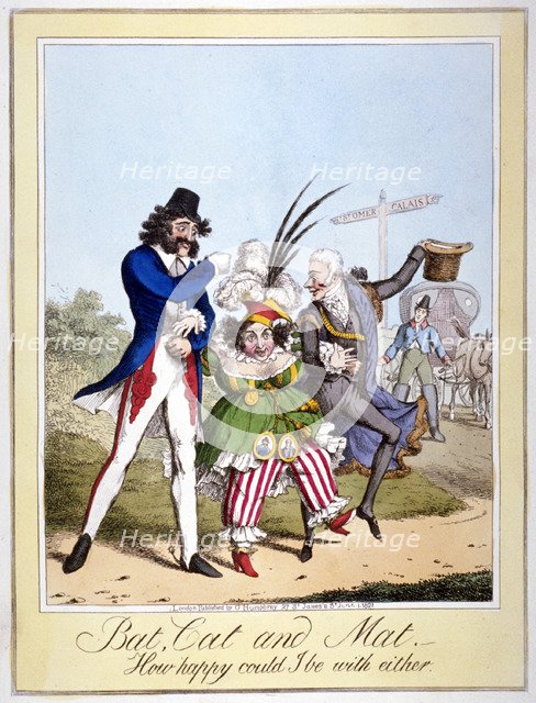 'Bat, Cat and Mat, how happy could I be with either', 1821. Creator: Anon.