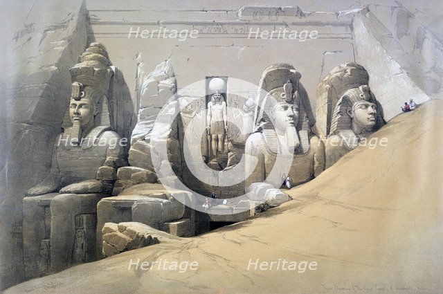 'Front Elevation of the Great Temple of Abu Simbel, Nubia', 19th century. Artist: David Roberts