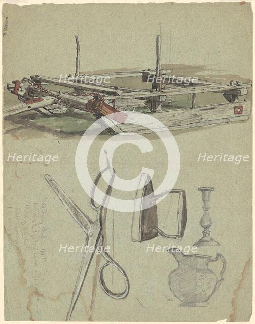 Studies of a Sled and Various Household Objects, c. 1870-1890. Creator: Enoch Wood Perry.