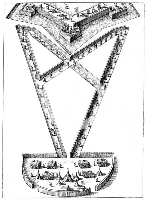Design for an encampment outside a besieged fortress, 1617-1619. Artist: Unknown