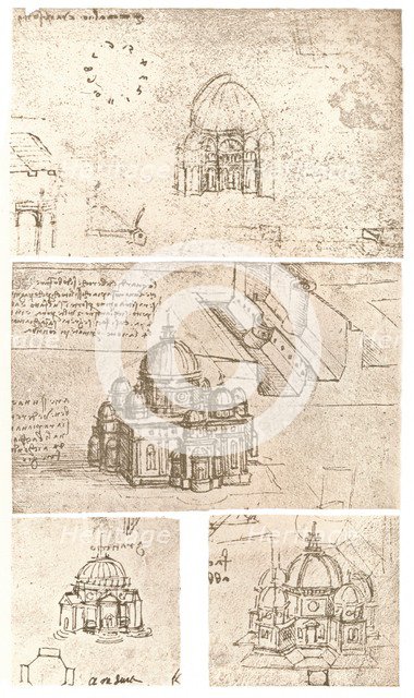 Four drawings of ecclesiastical architecture, c1472-c1519 (1883). Artist: Leonardo da Vinci.