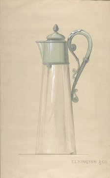 Design for Glass and Silver Water Pitcher, with a Cover, 1820-65. Creator: George Richards Elkington.