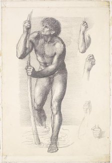 Male Nude - Study for St Christopher, 1867. Creator: Sir Edward Coley Burne-Jones.