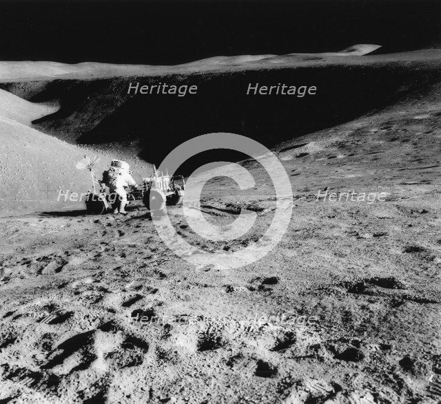Astronaut David Scott (b1932) on the slope of Hadley Delta during Apollo 15, 1971.Artist: NASA