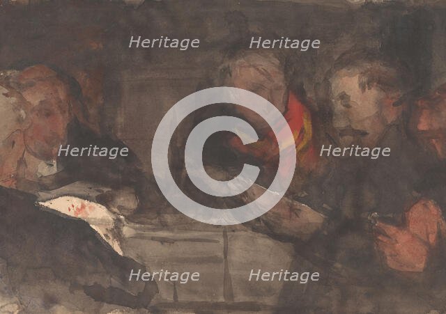 Group of men around a table, 1874-1945. Creator: Carel Adolph Lion Cachet.