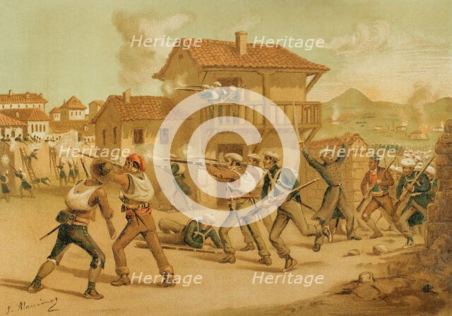 First Carlist War, (1833-1840): Siege of Lucena, 1870.  Creator: Juan Alaminos.