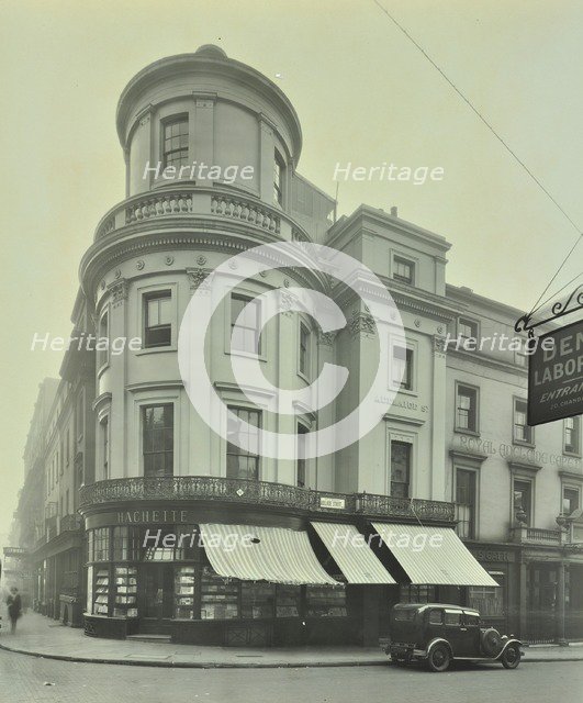 Hachette's book shop on the corner of King William Street, London, 1930. Artist: Unknown.