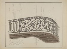 Wrought Iron Balcony Rail, c. 1936. Creator: Lucien Verbeke.