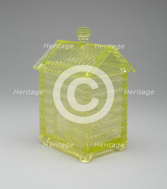 Log Cabin pattern covered sugar bowl, c. 1875. Creator: Central Glass Company.