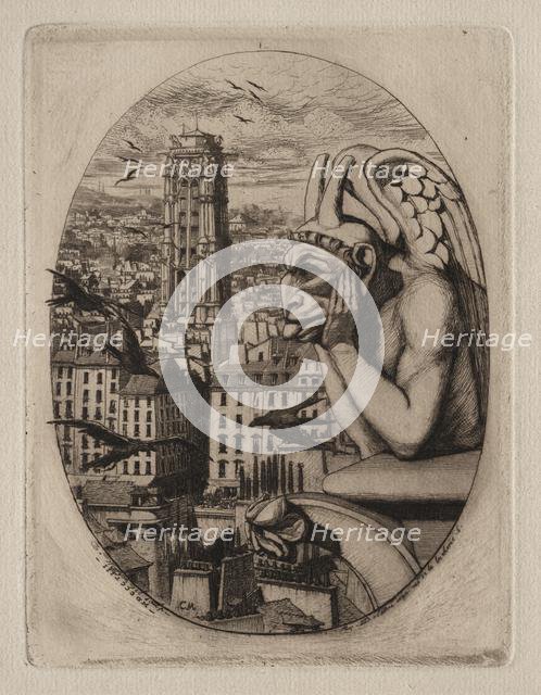 Etchings of Paris: The Gargoyle, 1853. Creator: Charles Meryon (French, 1821-1868).