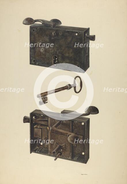 Zoar Lock w/ Key, c. 1938. Creator: Angelo Bulone.