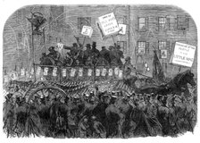 Presidential electioneering in New York: torchlight procession of the M'Clellan party, 1864. Creator: Unknown.
