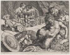 Bacchus and drunken Silenus, 1640-60. Creator: Frans van den Wyngaerde.
