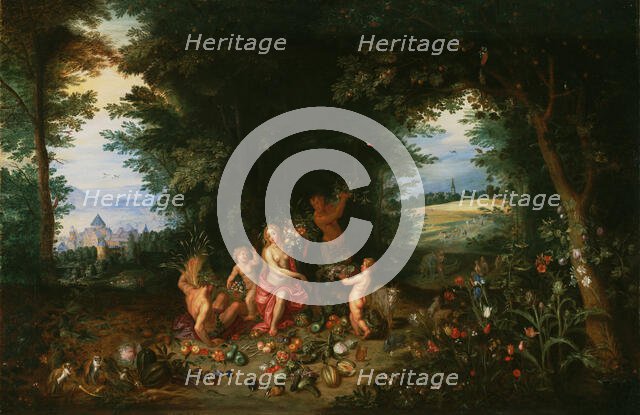 Landscape with Ceres (Allegory of Earth), 1630s. Creators: Hendrick van Balen, Jan Brueghel the younger.