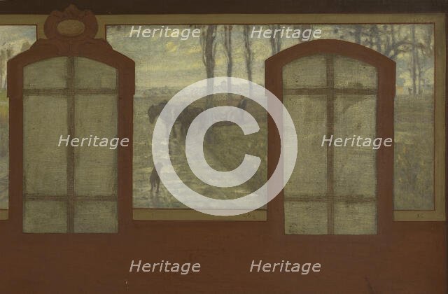 Esquisse pour la mairie de Fresnes : Sur le plateau, Une place de Fresnes. Les carrières..., 1905. Creator: Jean Joseph Enders.