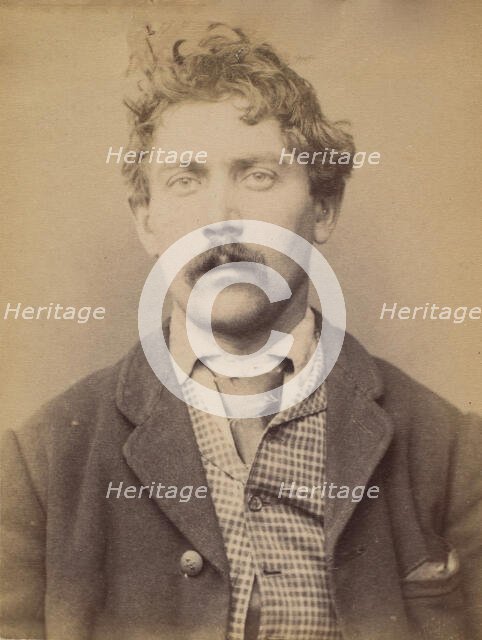 Léonard. Aimé. 30 ans, né à Chalonné/s/Loire (Maine & Loire). Mineur ou gazier. Anarchiste..., 1894. Creator: Alphonse Bertillon.