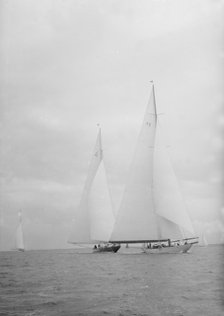 The racing yachts 'Astra' and 'Endeavour', 1936. Creator: Kirk & Sons of Cowes.