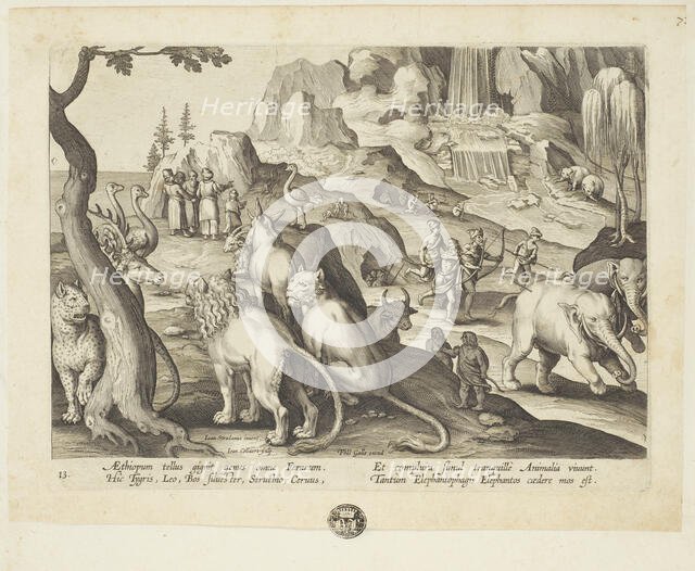 Venationes ferarum, avium, piscium (Hunts of wild animals, birds and fish). Plate 13, 1596. Creator: Hans Collaert the Younger.