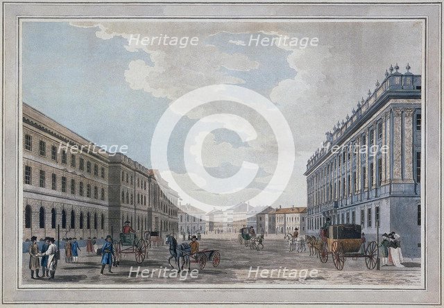 View of a Millionnaya Street and the Marble Palace Through the Field of Mars, 1790. Artist: Malton, Thomas, the Elder (1726–1801)