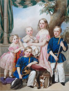 Children of Duke Peter of Oldenburg (1812–1881): Alexandra, Katharine, Nikolaus, Alexander and Georg Artist: Hau (Gau), Vladimir Ivanovich (1816-1895)