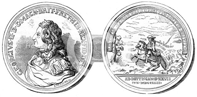 A medal struck to commemorate the Battle of Dettingen, 1743 (19th century). Artist: Unknown
