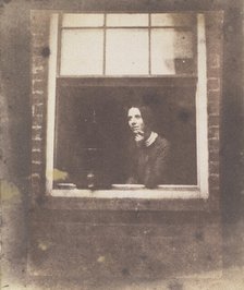 Lady in Open Window with Bird Cage, late 1840s. Creator: Calvert Jones.