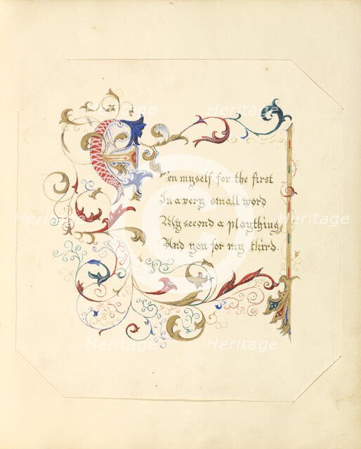 Illuminated Manuscript Poem, 1843 - 1845. Creator: Unknown.
