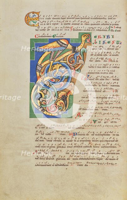 Decorated Initial T; Stammheim Missal, probably 1170s. Creator: Unknown.