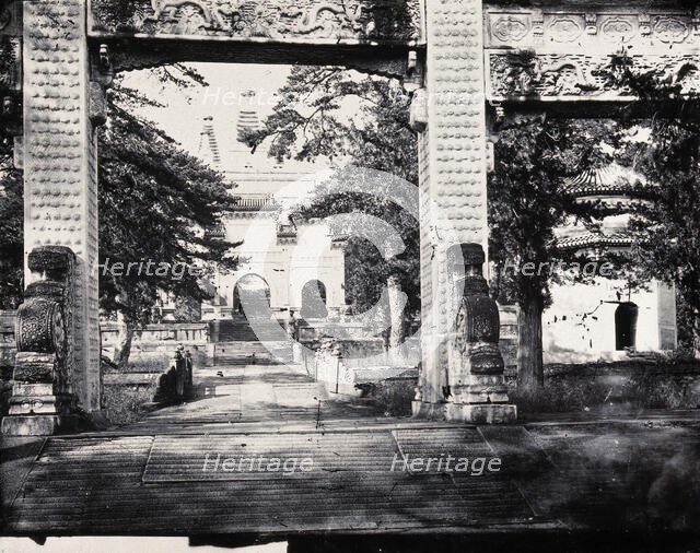Biyunsi (Temple of Azure Clouds), Beijing: the Jingangta (Diamond Sutra Pagoda), viewed...1871. Creator: John Thomson.