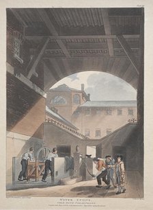 Water Engine, Cold Bath, Field's Prison, 1808. Creator: Thomas Rowlandson (British, 1756-1827); Augustus Charles Pugin (British, 1762-1832), and.