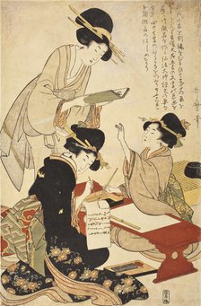 The Calligraphy Lesson, 18th century. Creator: Kitagawa Utamaro.