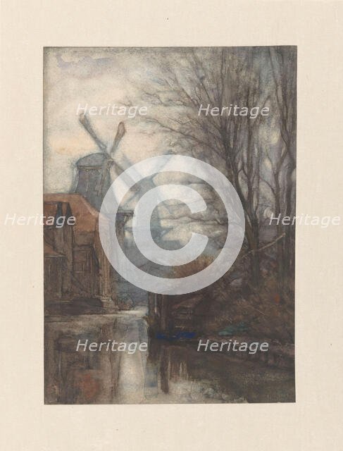 Mills on a canal, 1887. Creator: Jan Veth.
