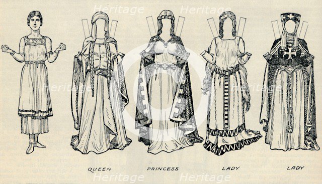 'The Gallery of British Costume: Types of Dress in Early Plantagenet Times', c1934. Artist: Unknown.