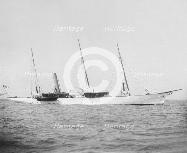 The steam yacht 'Isa' at anchor. Creator: Kirk & Sons of Cowes.