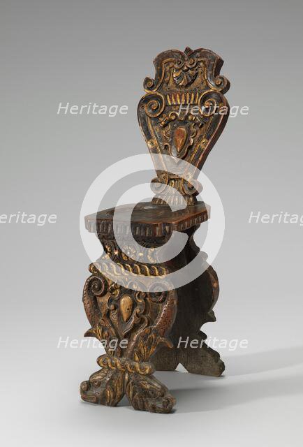 Walnut Stool (Sgabello), Carved and Gilded, c. 1540/1560. Creator: Unknown.