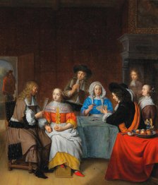 Interior with a Elegant Society Playing Cards, 1660s. Creator: Dijck, Abraham van (1635-1680).