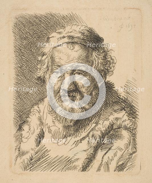 Bust of an Old Man in a Coat and Fur Collar (copy).n.d. Creator: Workshop of Rembrandt (Rembrandt van Rijn) (Dutch, Leiden 1606-1669 Amsterdam).