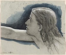 Study of a Young Man's Head with Right Arm Outstretched, 1860. Creator: Edward John Poynter.